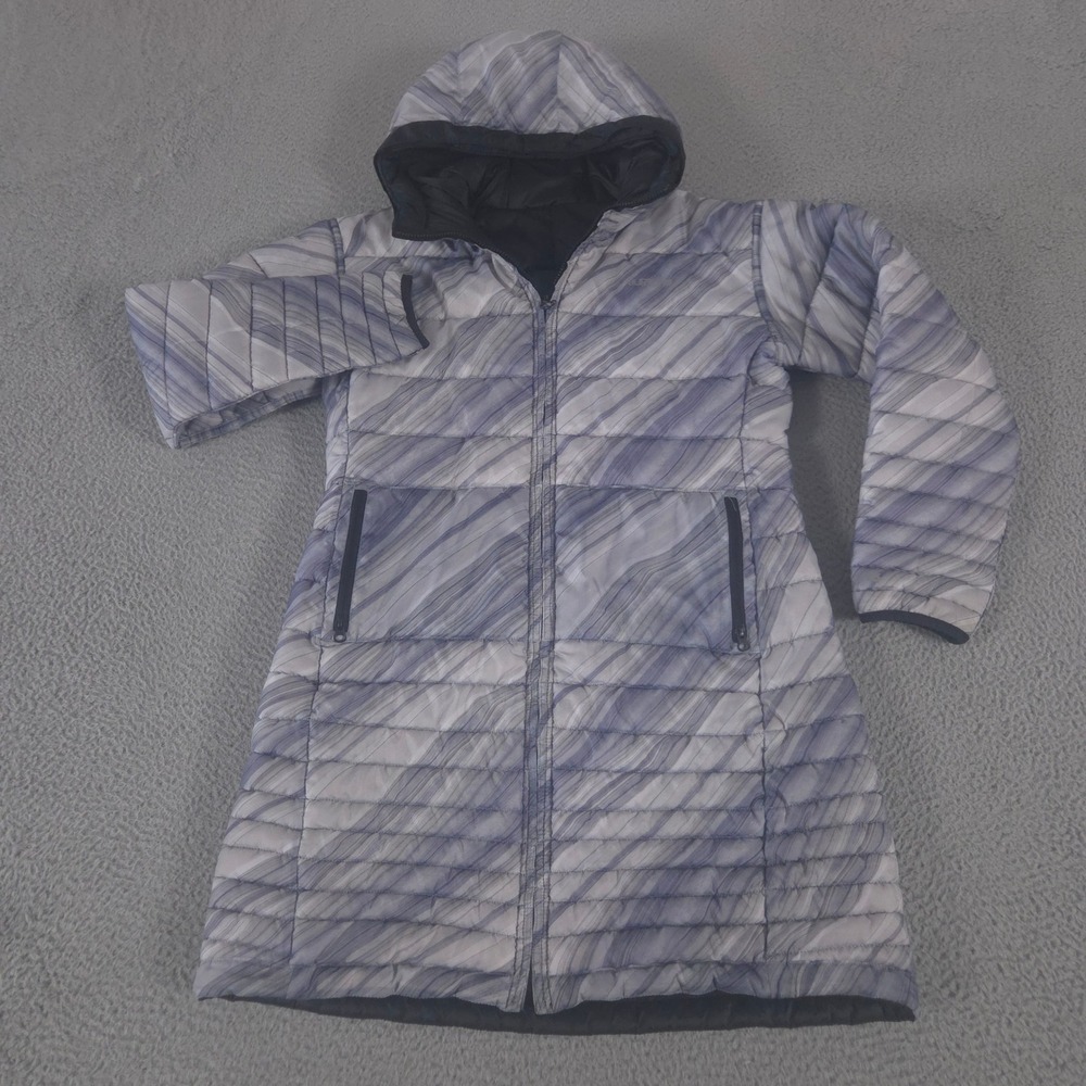 Burton Jacket Womens L Multi Marble Reversible Hooded Quilted Puffer Longline‎